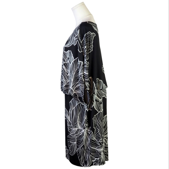 MiXT by Heidi Weisel Black White Floral Blouson Dress 18W Plus Size - Picture 8 of 11